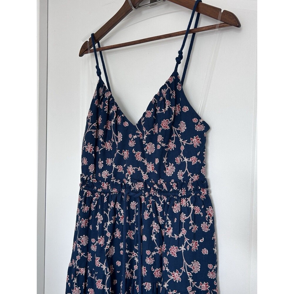Future Collective Maxi Dress Medium Navy Floral Tie Waist Strappy Summer Boho - Picture 3 of 13